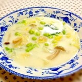 野菜たっぷり！枝豆とほたて缶のクリームスープ